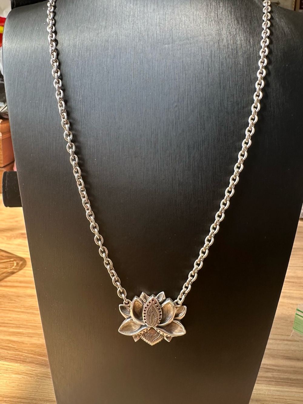 Sterling Silver Cristy Cali Lotus Pendant Necklace